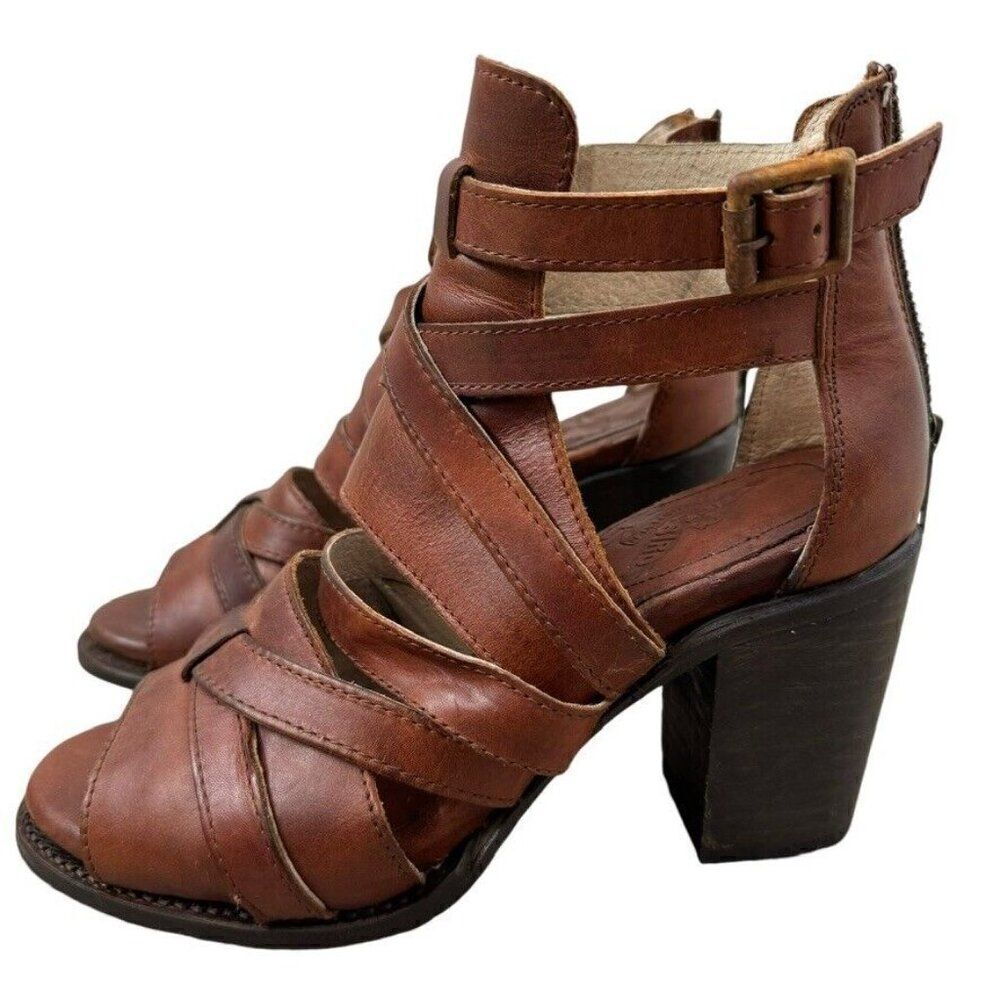 Freebird By Steven Womens Claw Brown Leather Heeled Sandel Sz 8 - Picture 11 of 11